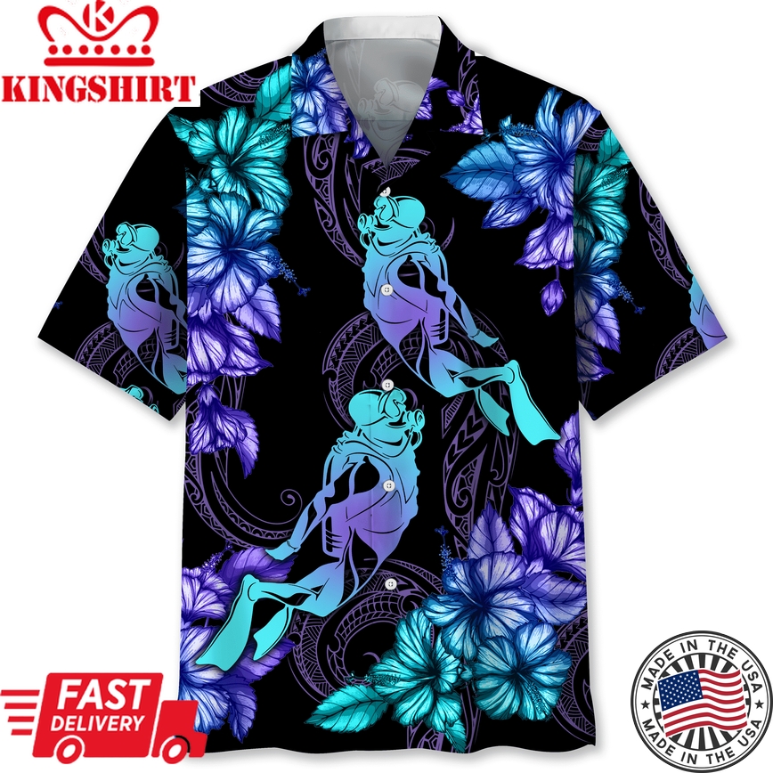 Scuba Diving Tropical Shirt Trendy Hawaiian Shirt