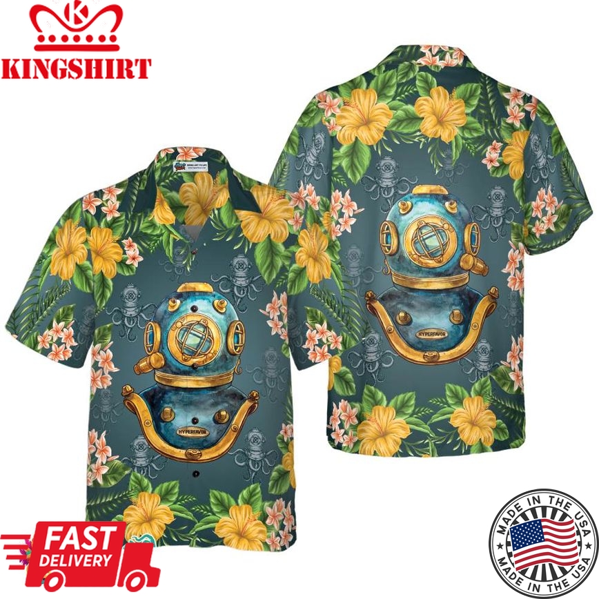 Scuba Diving Vintage Helmet Hawaiian Shirt