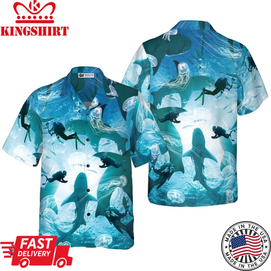 Scuba Diving With Sharks Hawaiian Shirt