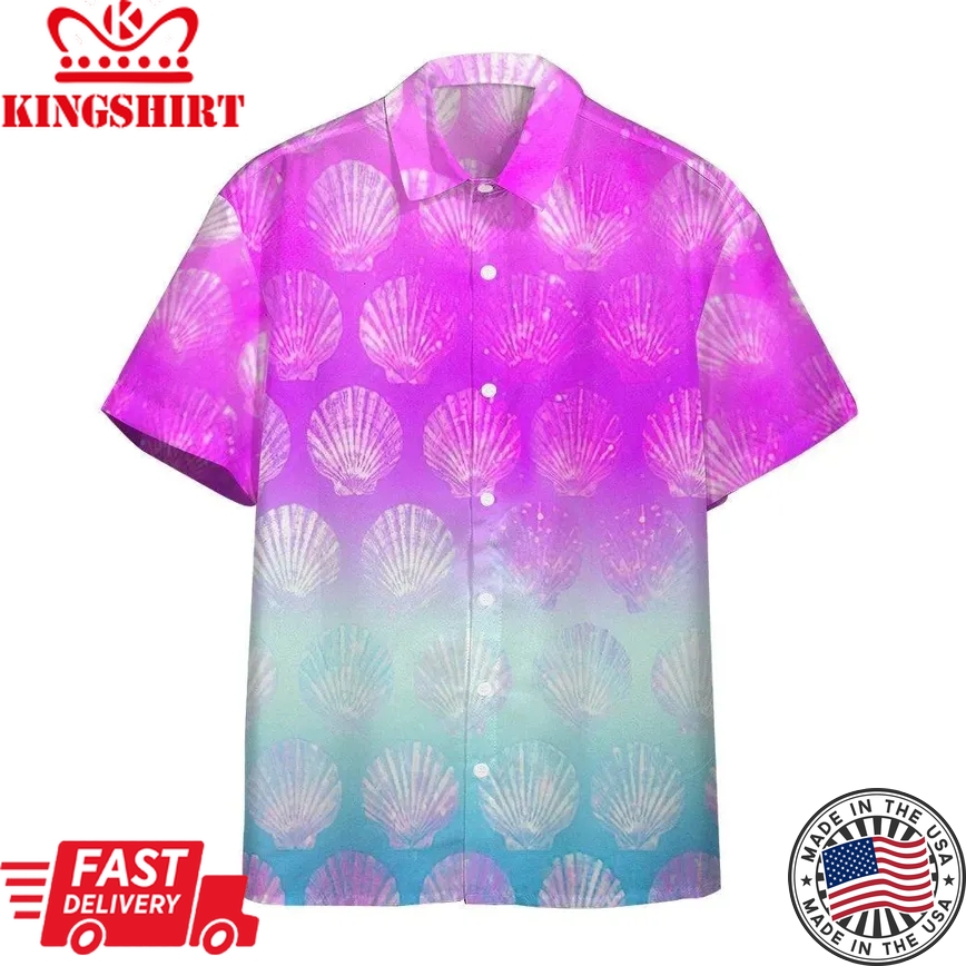 Sea Shell Color Trendy Hawaiian Shirt For