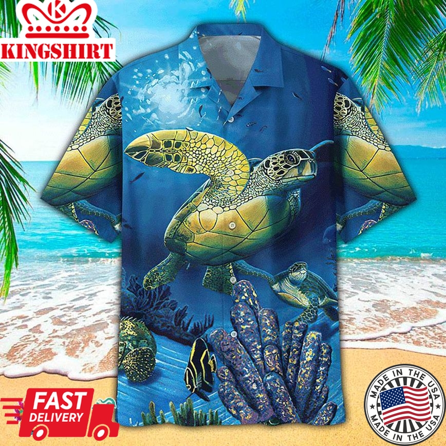 Sea Turtle Hawaiian Shirt Sea Turtle Underwater Aloha Shirt, Aloha Hawaiian Shirts