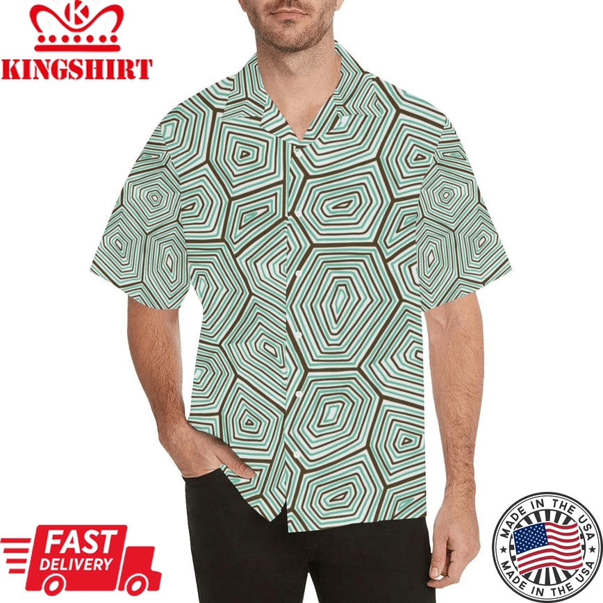 Sea Turtle Skin Print Trendy Hawaiian Shirt, Turtle Lover Trendy Hawaiian Shirt For