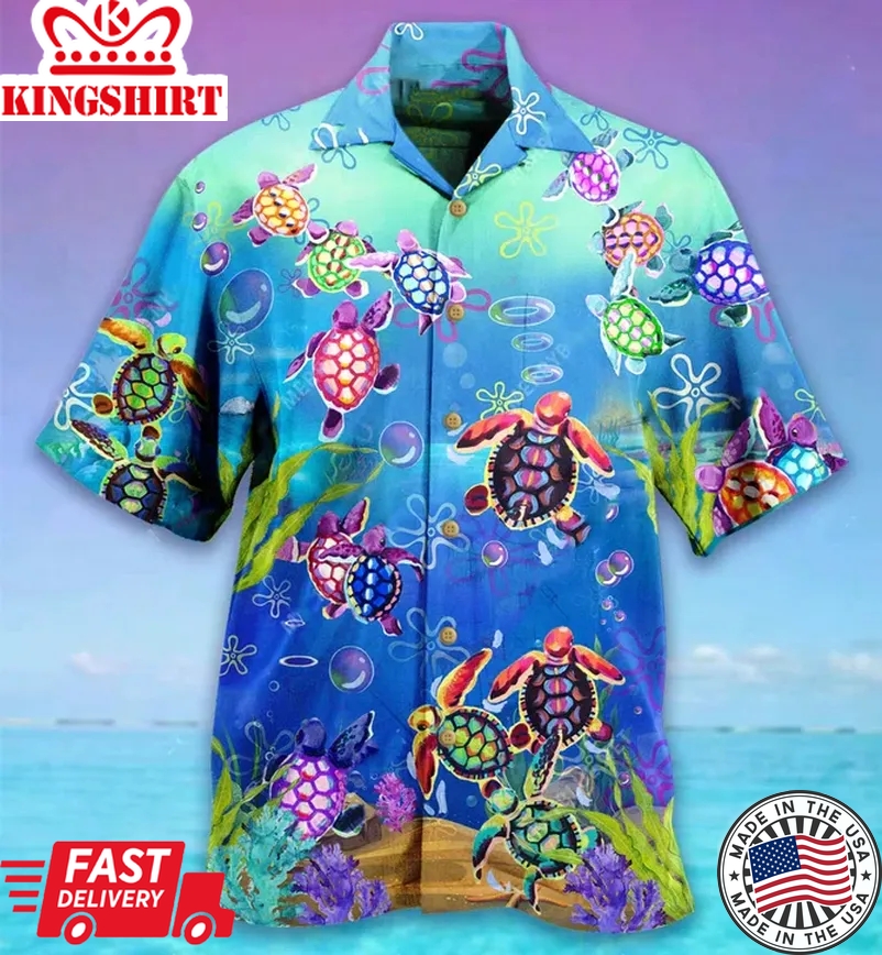 Sea Turtle Trendy Hawaiian Shirt, Turtle Lover Trendy Hawaiian Shirt For