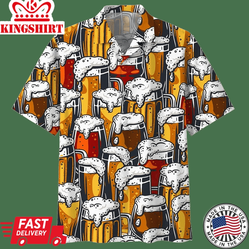 Seamless Beer Watercolor Design Trendy Hawaiian Shirt