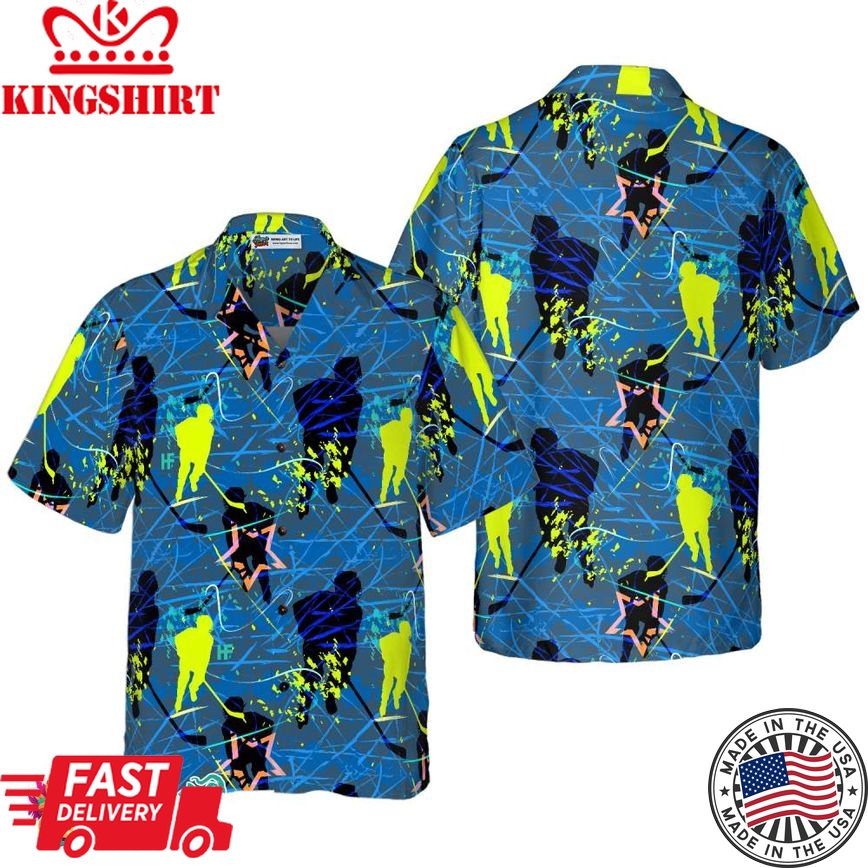 Seamless Hockey Pattern Hawaiian Shirt