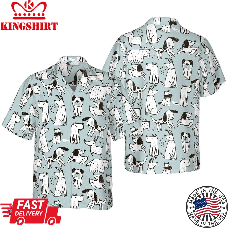 Seamless Pattern With Cute Dogs Hawaiian Shirt