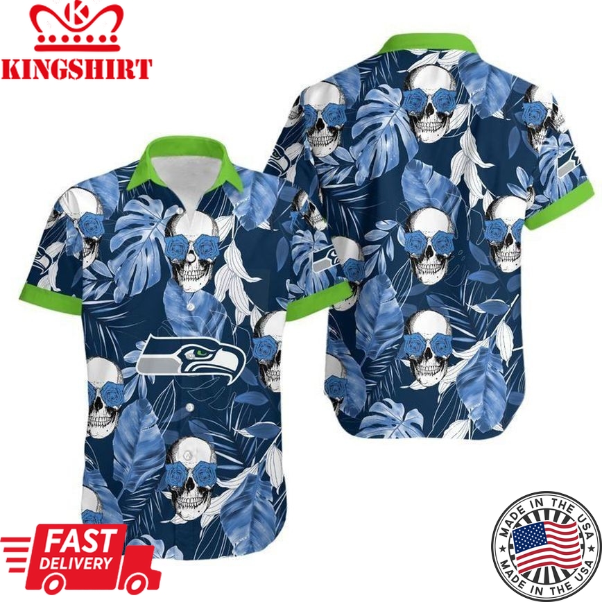 Seattle Seahawks Coconut Leaves And Skulls Hawaii Shirt And Shorts Sum