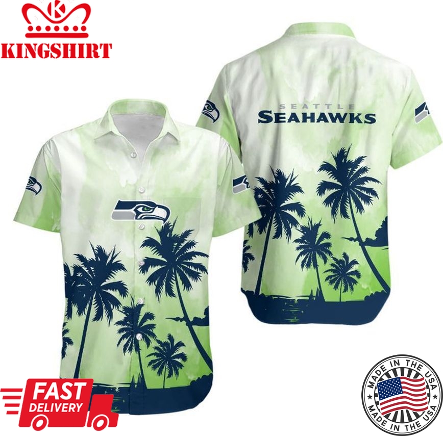 Seattle Seahawks Coconut Trees NFL Gift For Fan Hawaiian Shirt Graphic Print