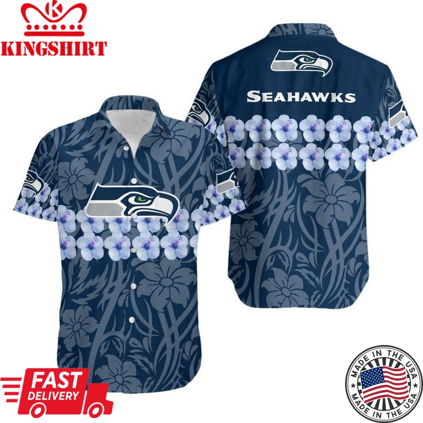 Seattle Seahawks Flower And Logo Hawaii Shirt And Shorts Summer Collec