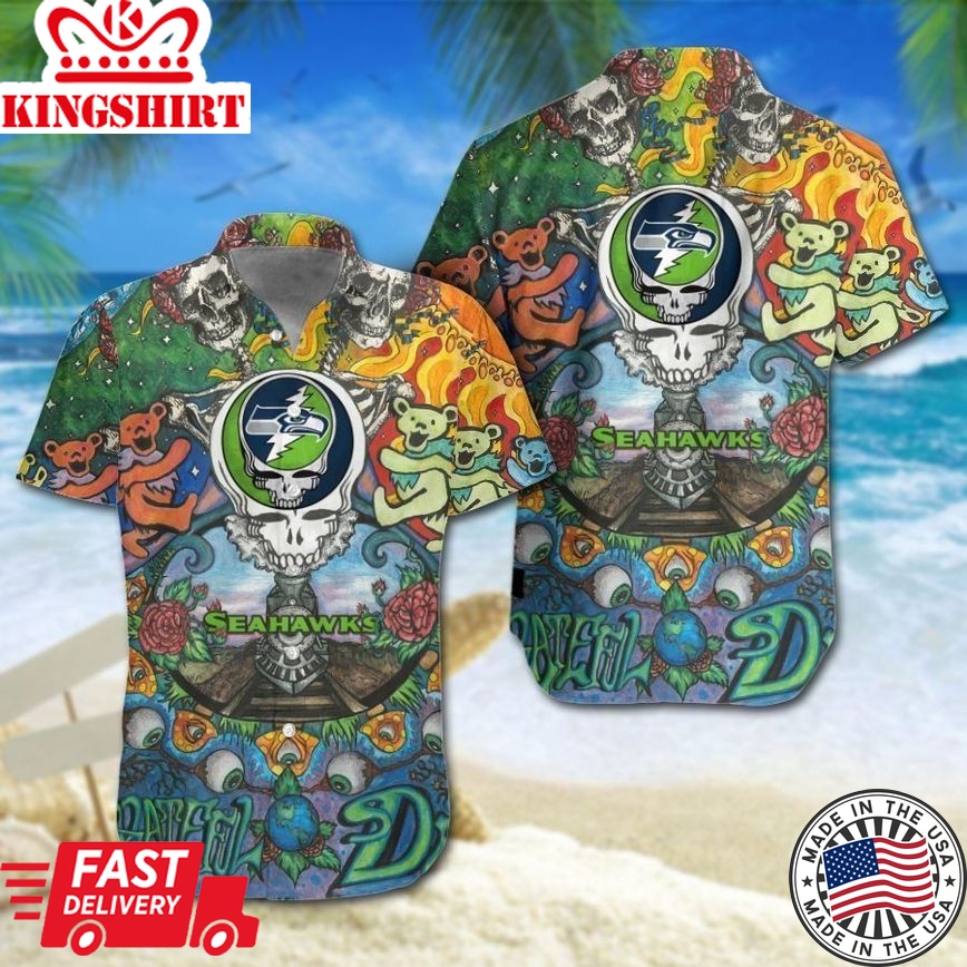 Seattle Seahawks Grateful Dead NFL Gift For Fan Hawaiian Shirt Graphic Print