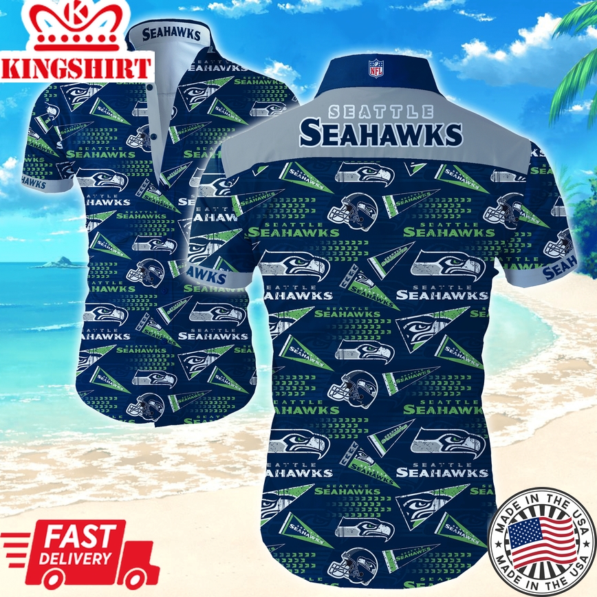 Seattle Seahawks NFL Hawaiian Graphic Print Short Sleeve Hawaiian Shir