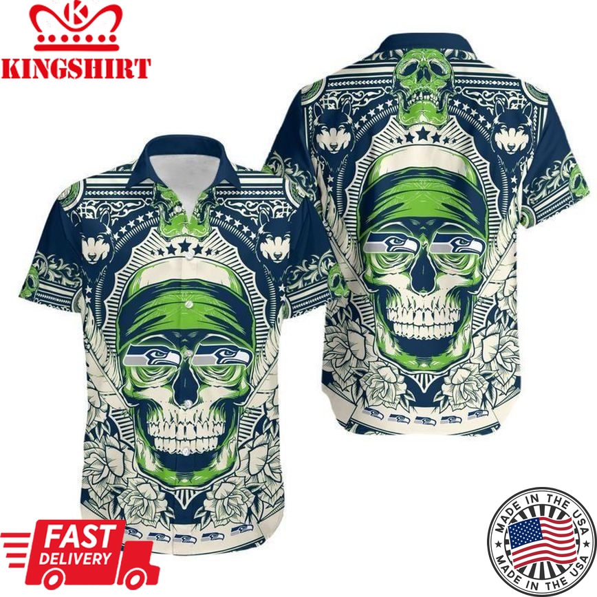 Seattle Seahawks Skull NFL Gift For Fan Hawaii Shirt And Shorts Summer Collection Trending Hawaiian Shirts