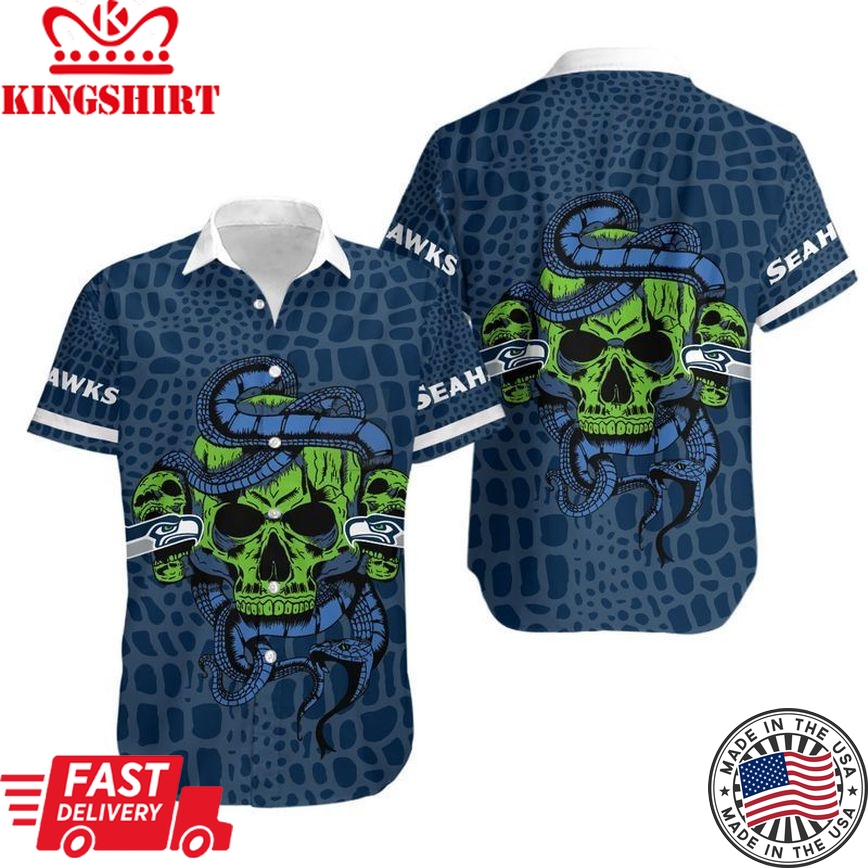 Seattle Seahawks Snake And Skull Hawaii Shirt And Shorts Summer Collec