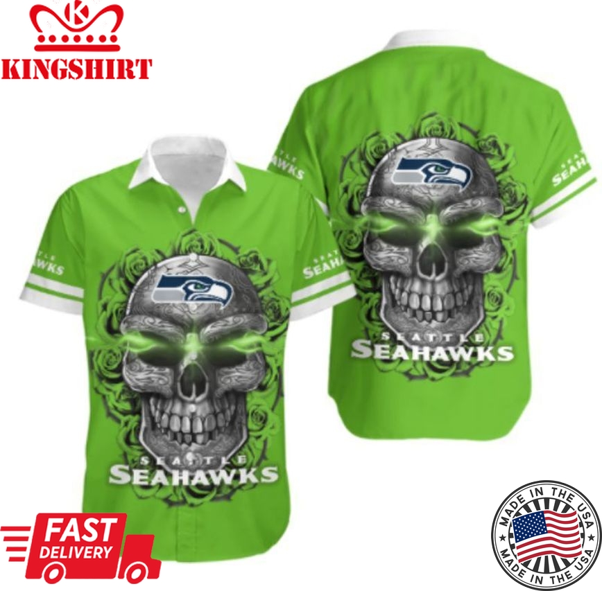 Seattle Seahawks Sugar Skull NFL Gift For Fan Hawaiian Graphic Print Shirt