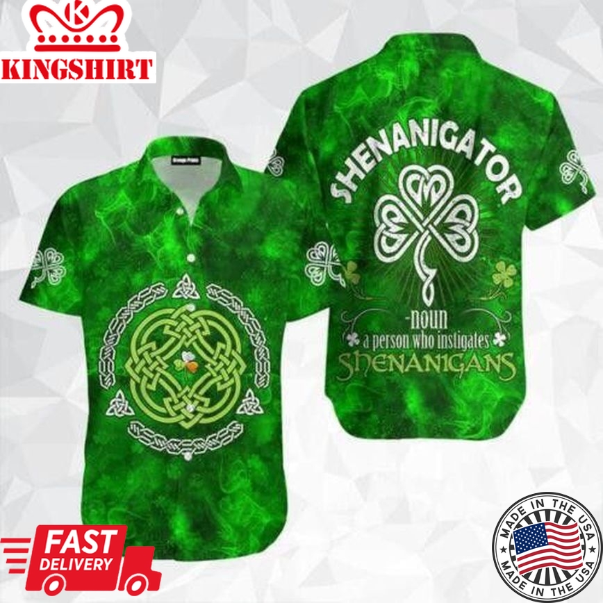 Senanigans Shamrock St PatrickS Day Trendy Hawaiian Shirt For Men & Women