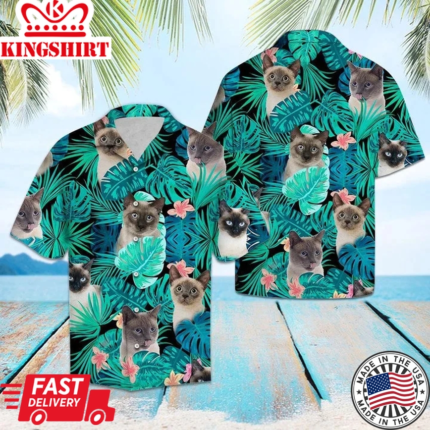 Serene Jungle Beauty: Lovely Siamese Tropical Jungle Trendy Hawaiian Shirt, Nature's Charm