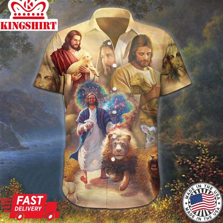 Serene Savior: Jesus-inspired Hawaiian Shirt