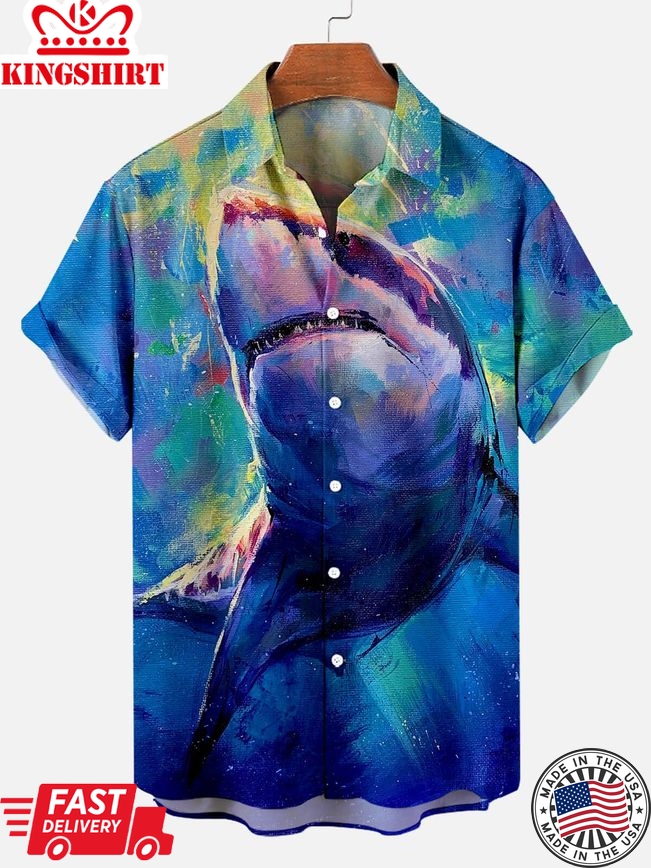 Serene Waters: Hawaiian Shark Oil Painting Top