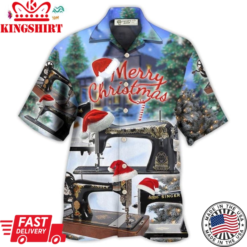 Sewing Machine Merry Christmas Happy Hawaiian Shirt