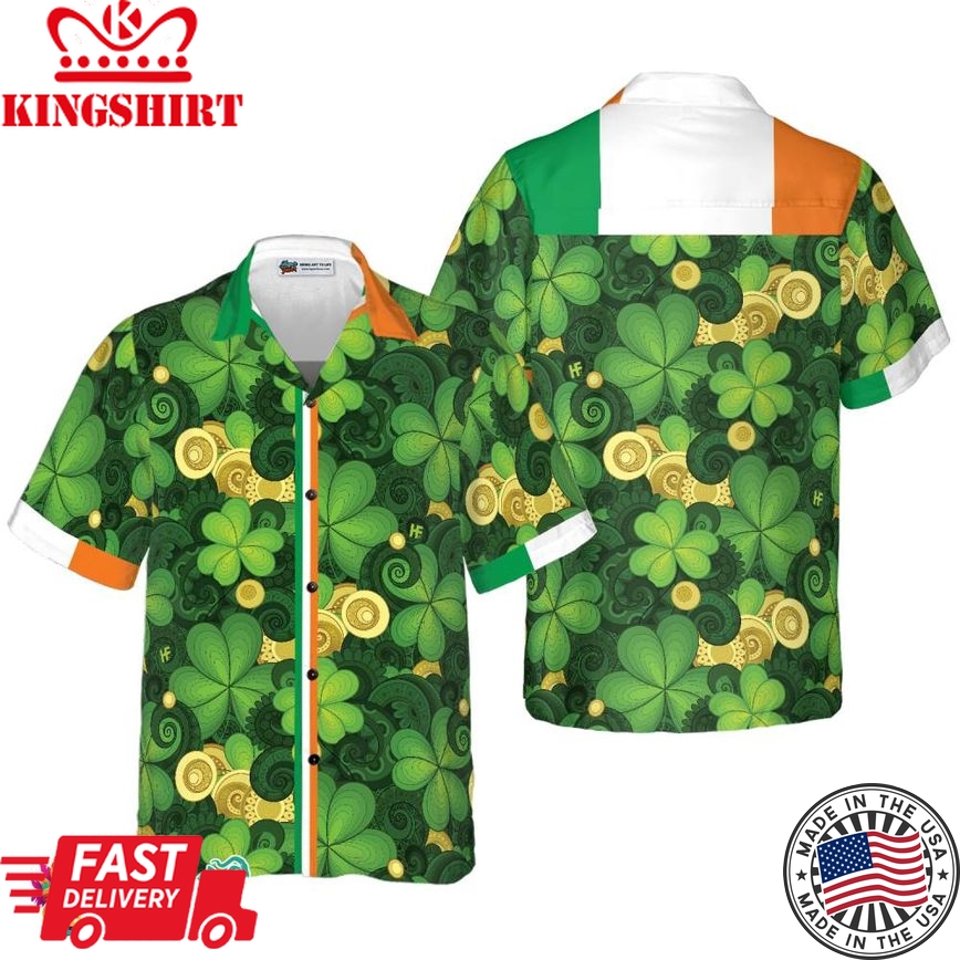 Shamrock And Gold Coins Saint Patrick's Day Irish Ireland Hawaiian Shirt