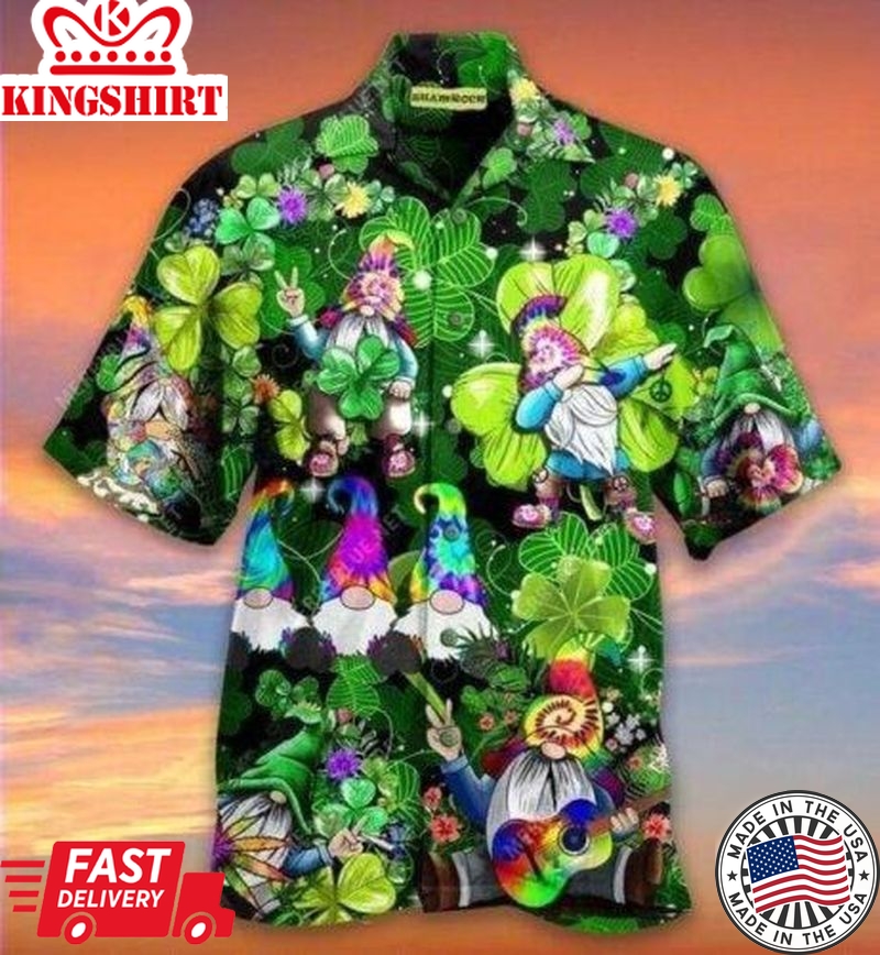 Shamrock Gnome Hippie Saint PatrickS Day Trendy Hawaiian Shirt