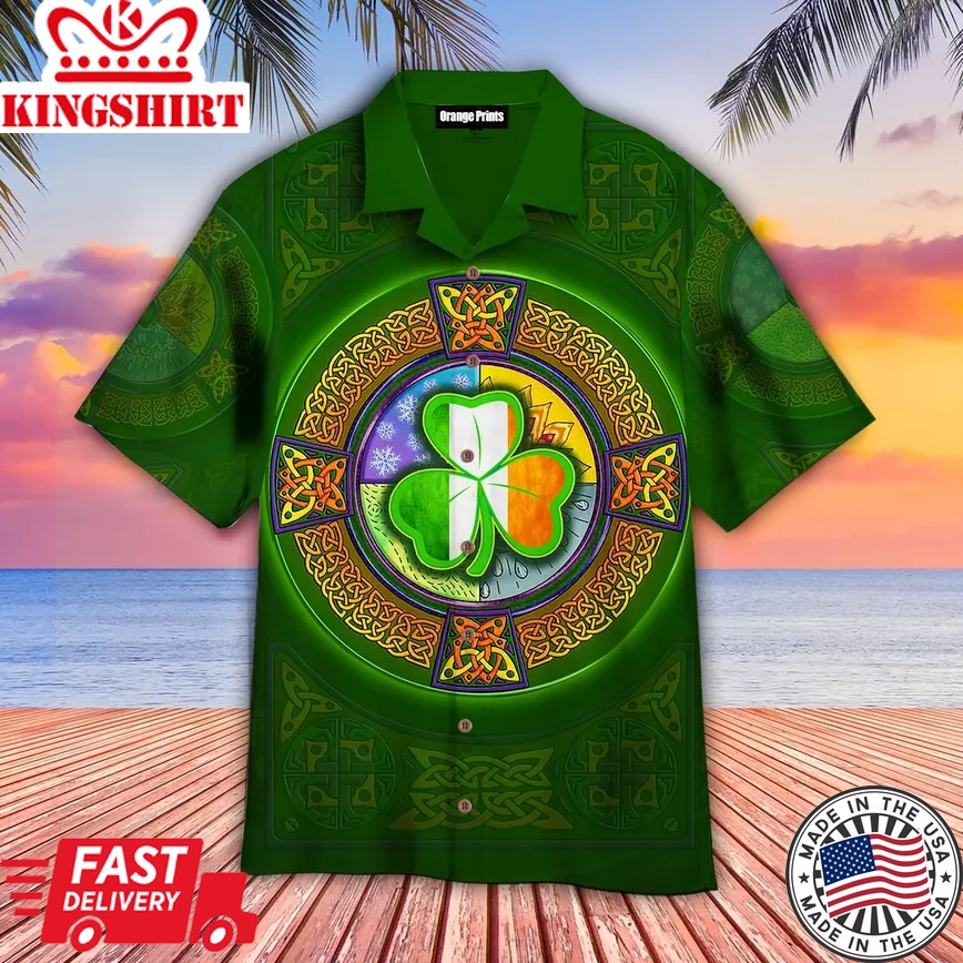 Shamrock Ireland Flag Saint Patricks Day Trendy Hawaiian Shirt For