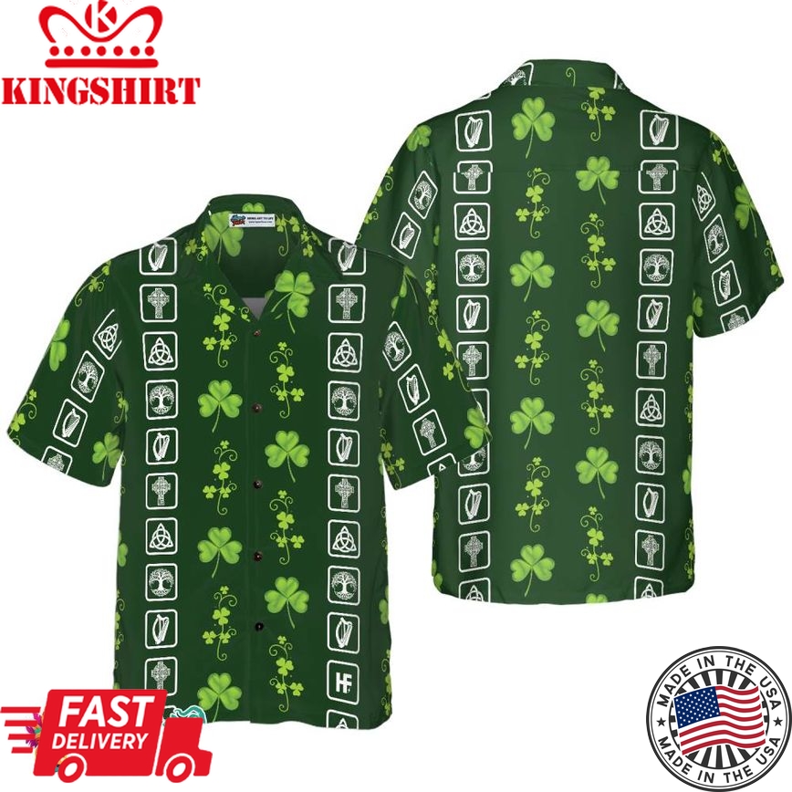 Shamrock Irish Symbols Hawaiian Shirt