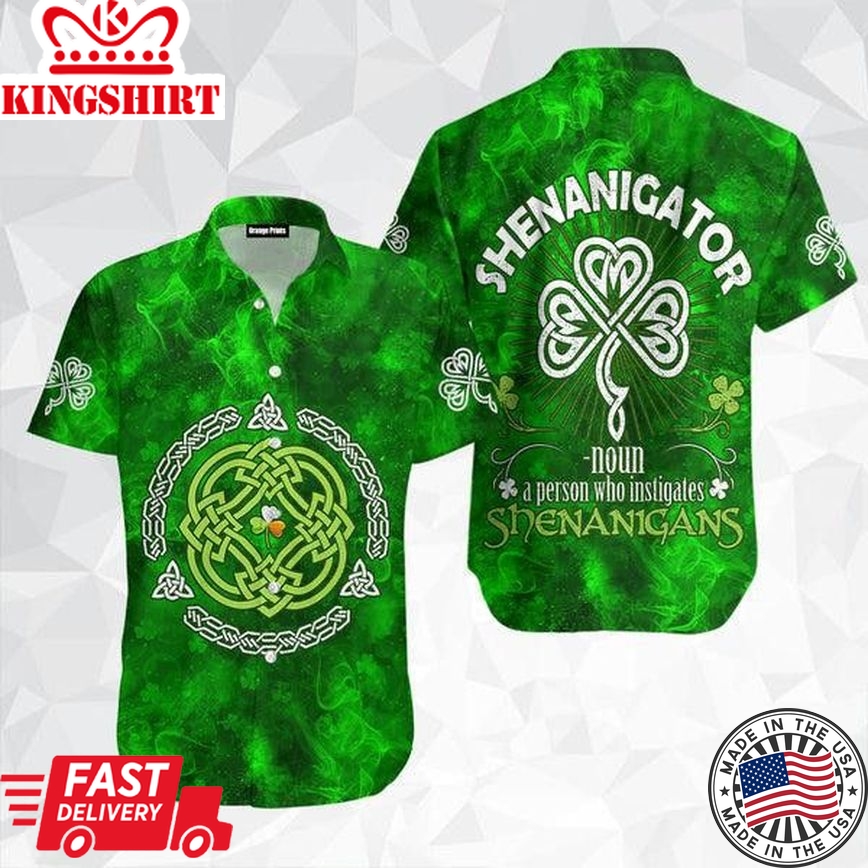 Shamrock St Patrick's Day Trendy Hawaiian Shirt For