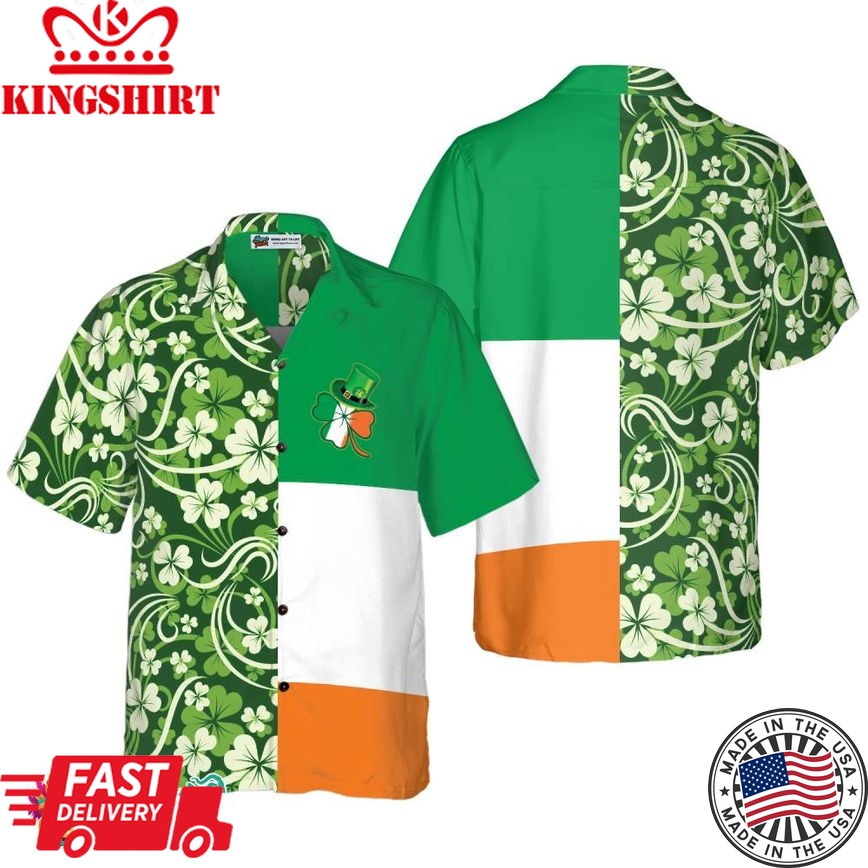 Shamrock With Flag Saint Patrick's Day Irish Ireland Hawaiian Shirt