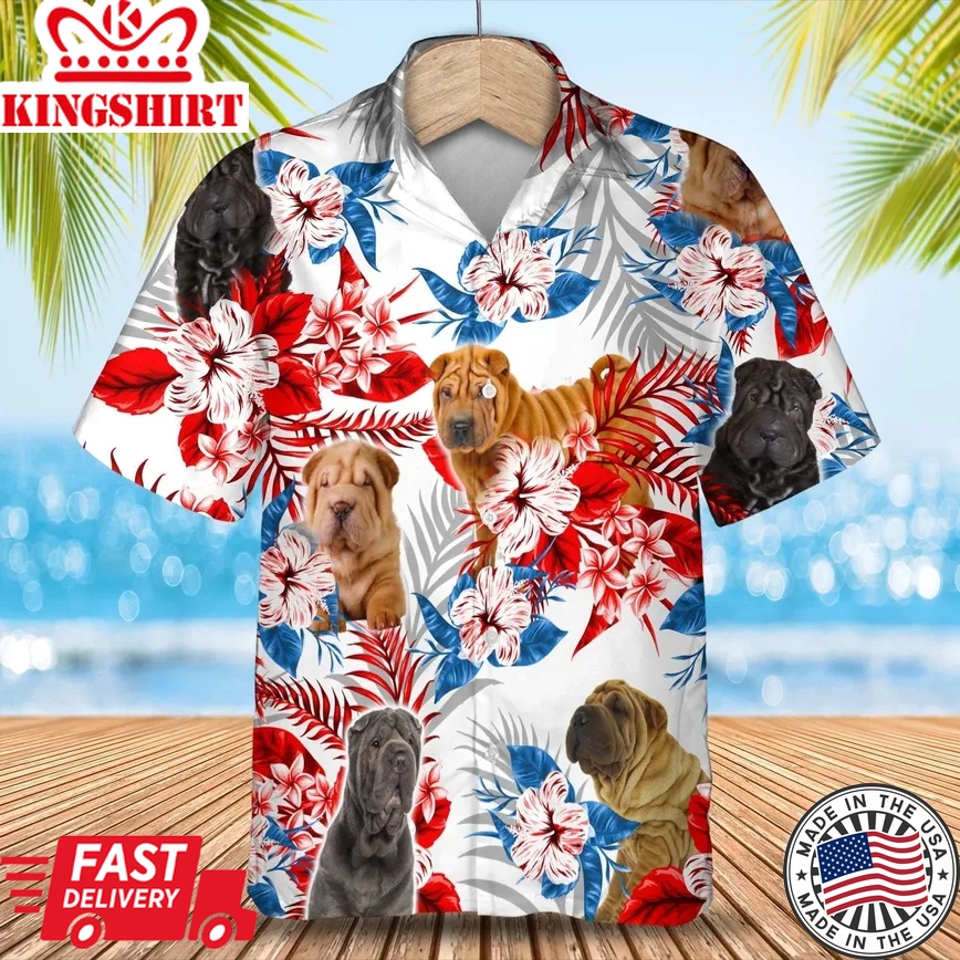 Shar Pei Trendy Hawaiian Shirt Gift For Summer, Summer Aloha Shirt, Trendy Hawaiian Shirt For Men And Women