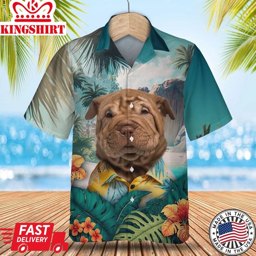 Shar Pei Tropic Oasis - Stand Out in the Tropics with this Exquisite Trendy Hawaiian Shirt