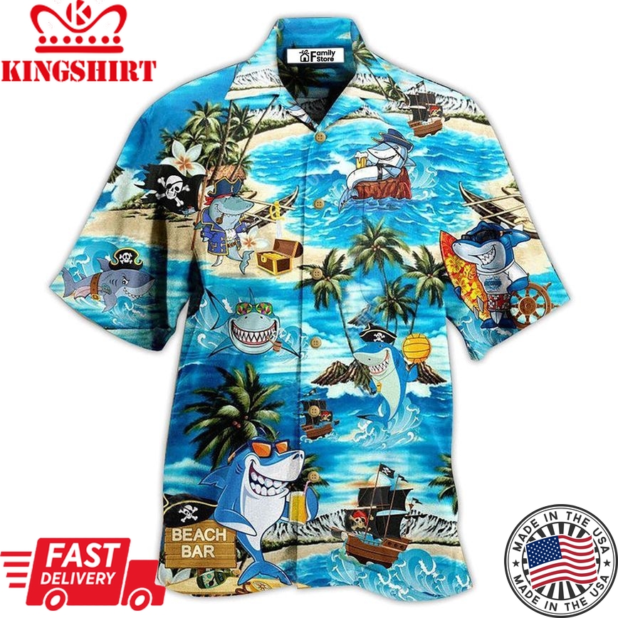 Shark Amazing Pirate Beach Bar Hawaiian Shirt