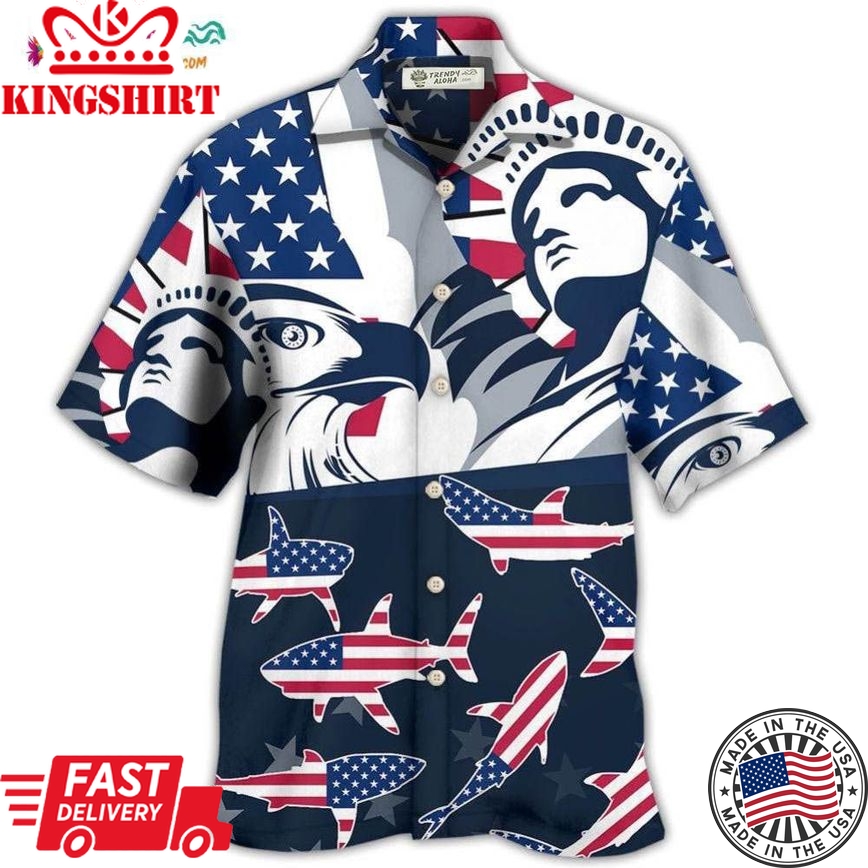 Shark America Independence Day Hawaiian Shirt