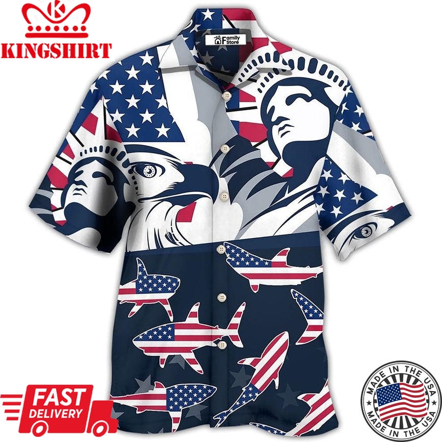 Shark America Independence Day Hawaiian Shirt