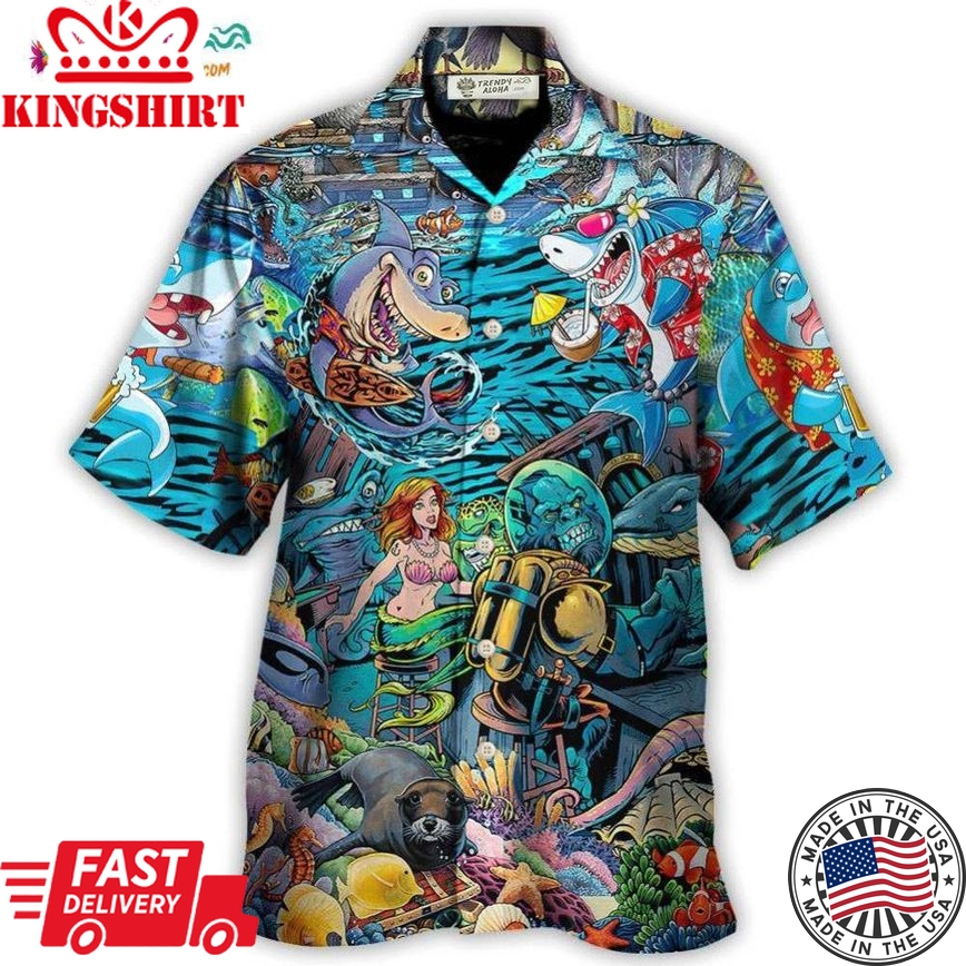 Shark Bar With Animal Underwater Hawaiian Shirt