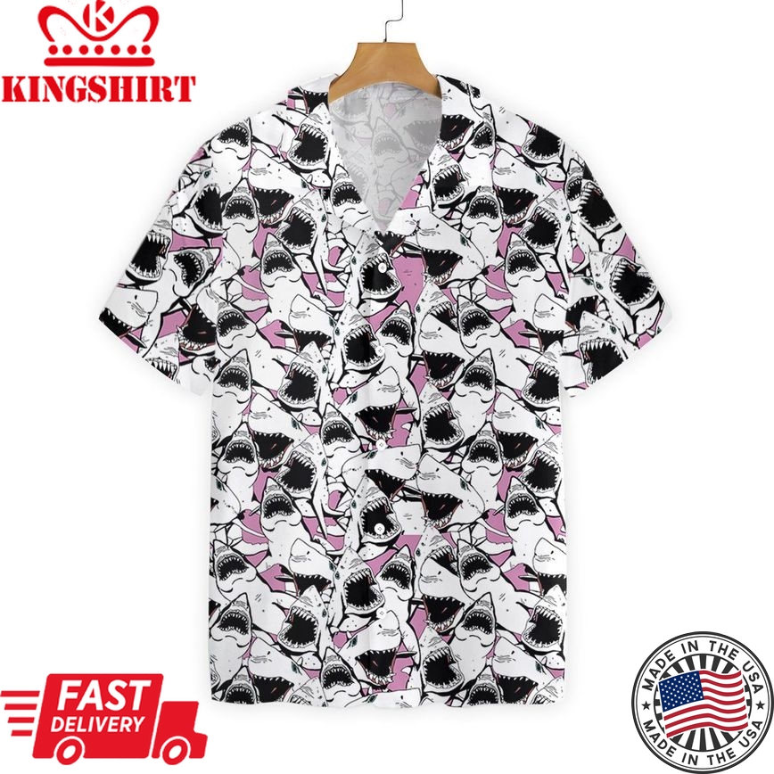 Shark Bay Breeze: Hawaiian Shirt with Shark Theme