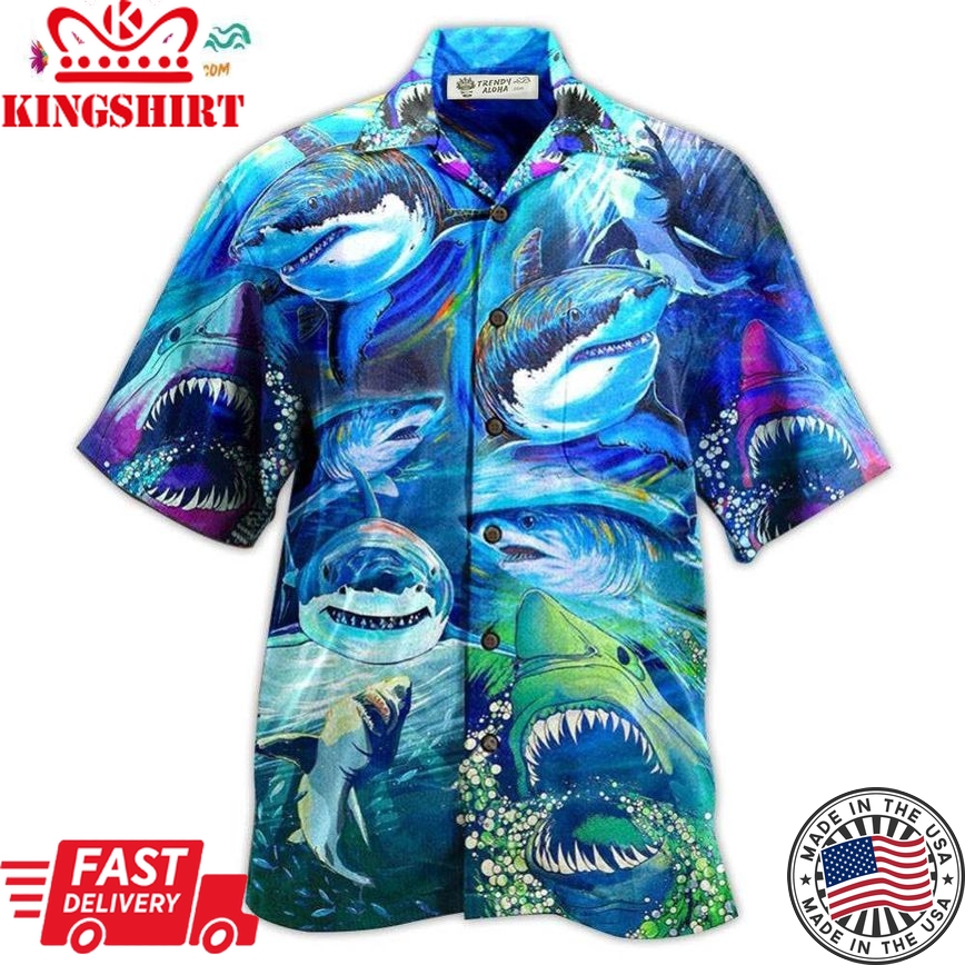 Shark Be A Shark Blue Ocean Hawaiian Shirt