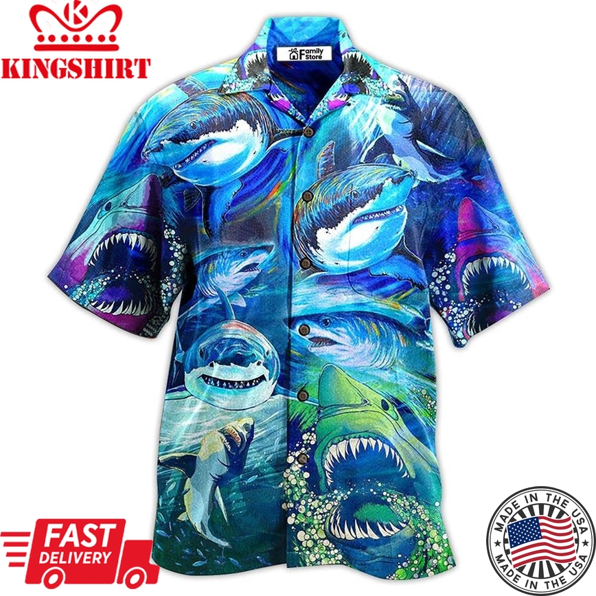 Shark Be A Shark Blue Ocean Hawaiian Shirt