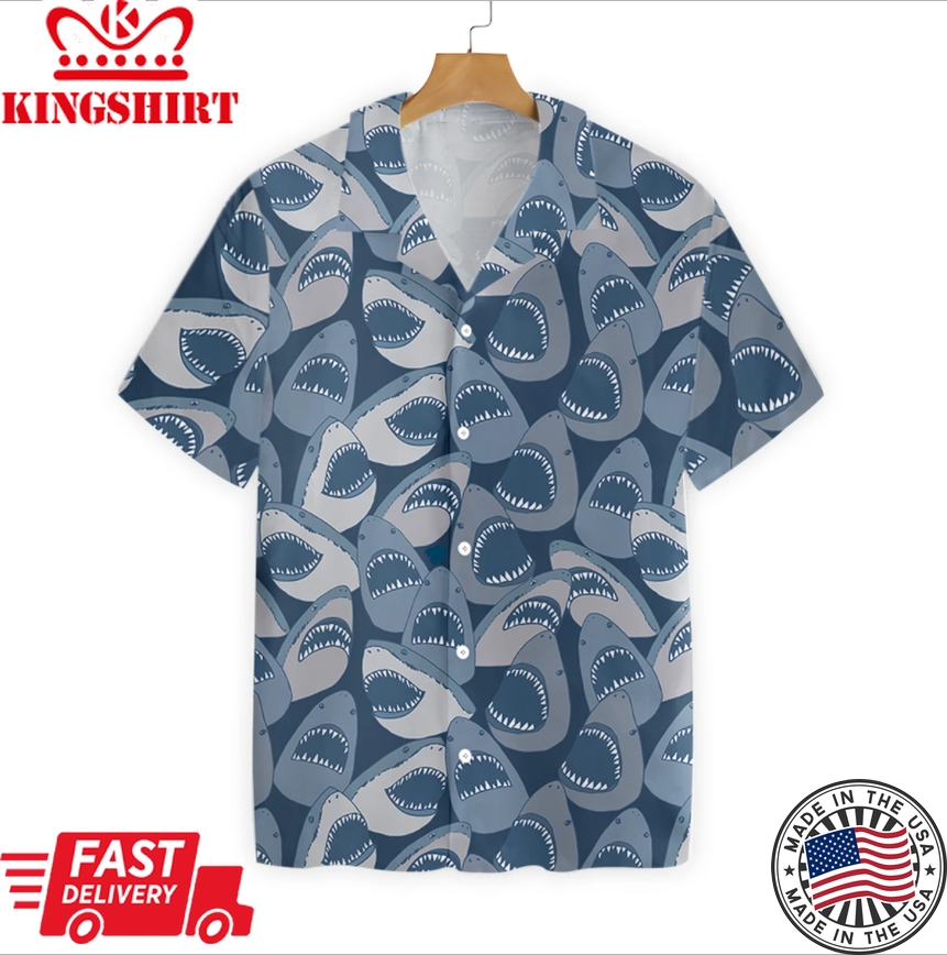 Shark Frenzy Aloha: Hawaiian Shirt with Shark Motif