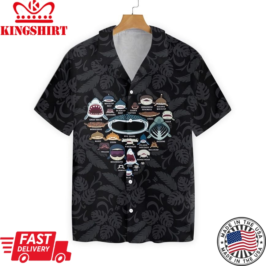 Shark Heart 3D All Over Printed Hawaiian Shirt_