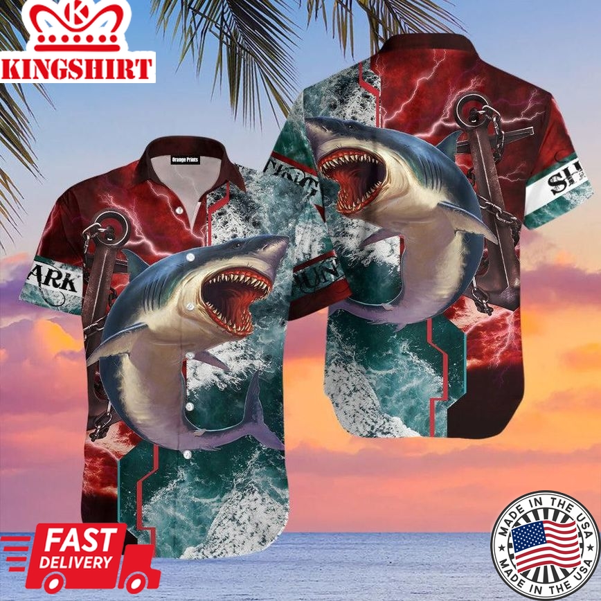 Shark Hunting Trendy Hawaiian Shirt For