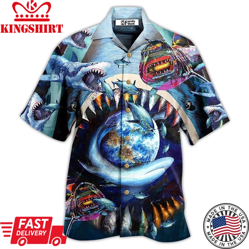 Shark Love Earth Hawaiian Shirt