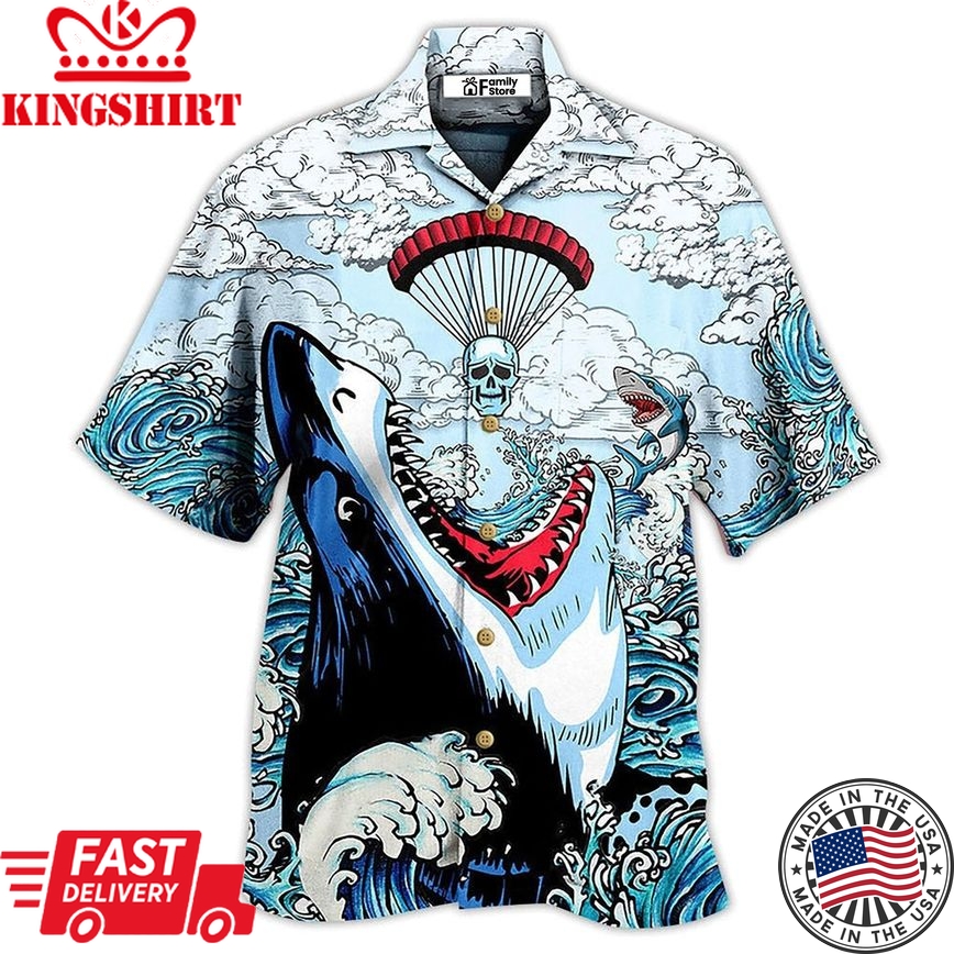 Shark Love Skull Style Hawaiian Shirt