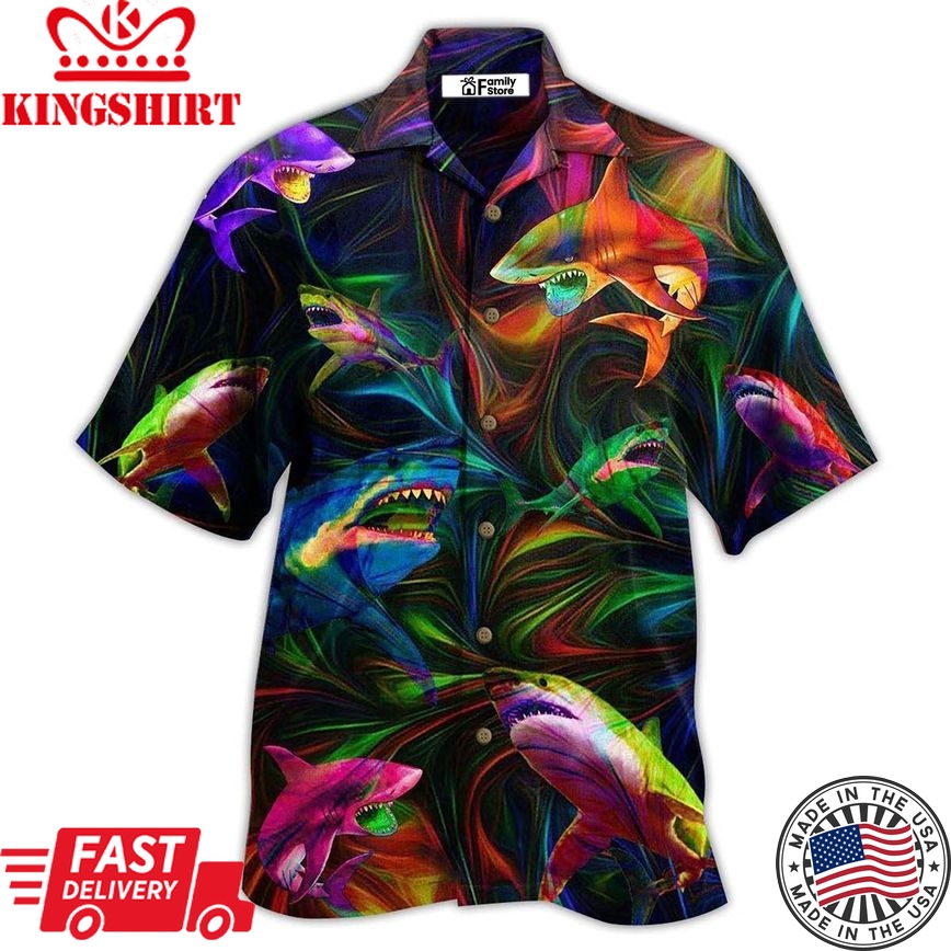 Shark Neon Style Lover Hawaiian Shirt