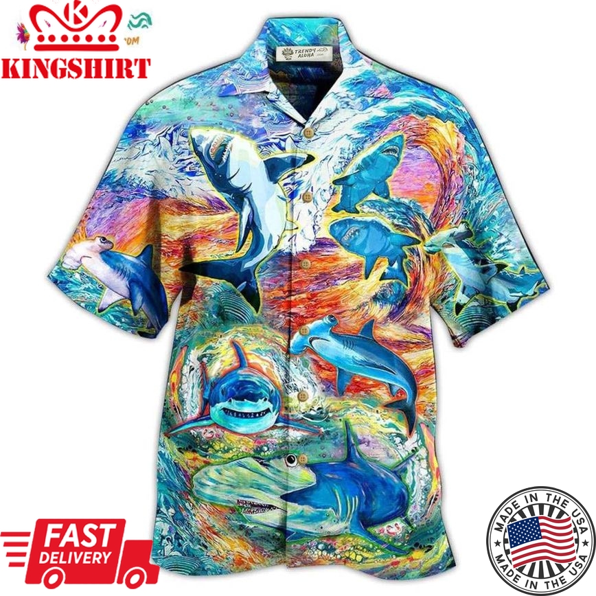 Shark Painting Color Hawaiian Shirt