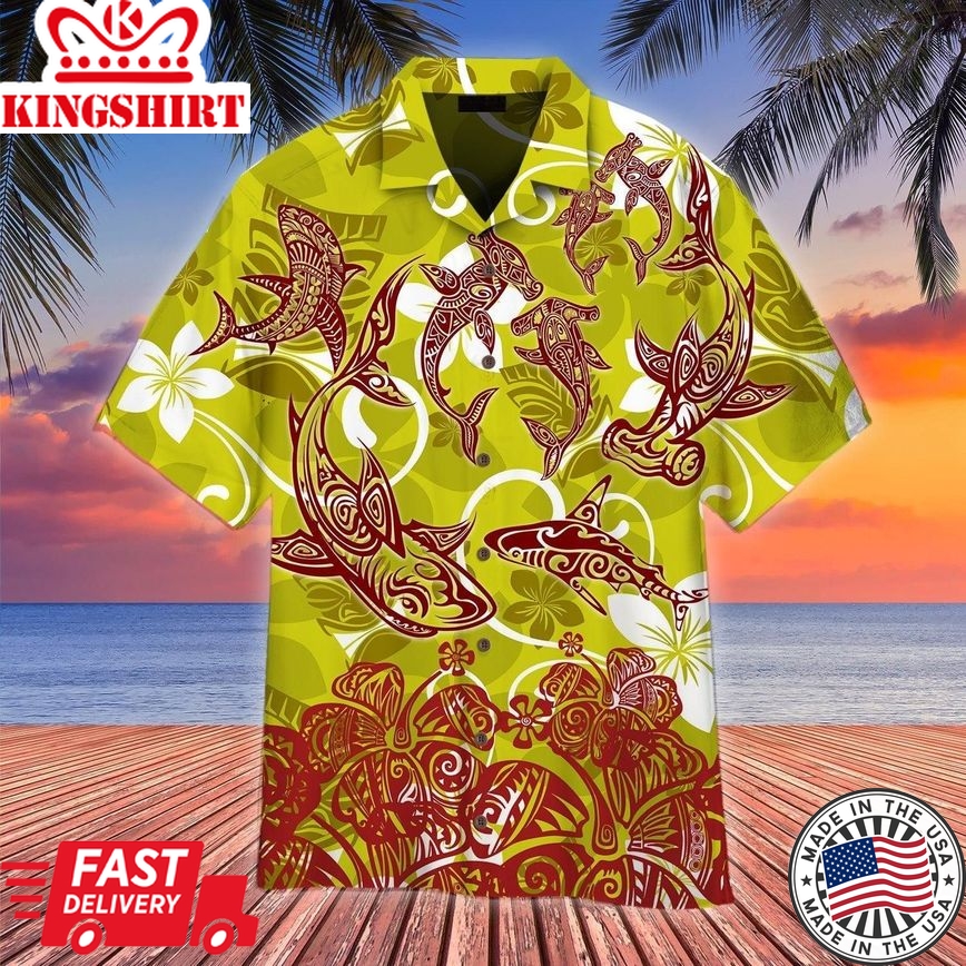 Shark Polynesian Trendy Hawaiian Shirt For