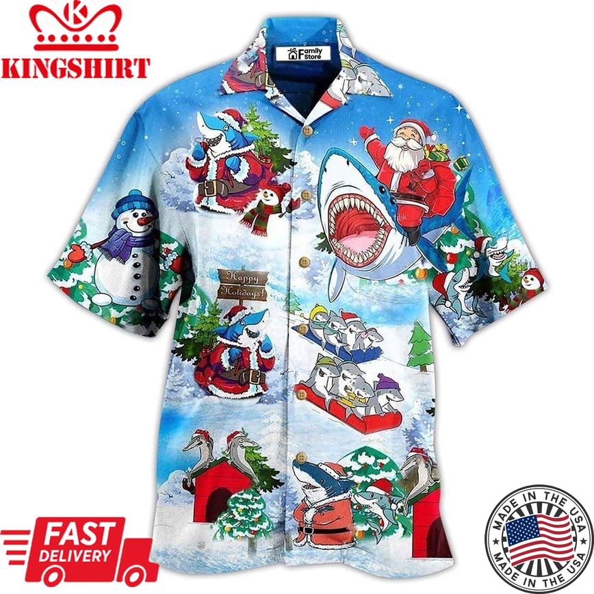 Shark Santa Love Xmas Hawaiian Shirt