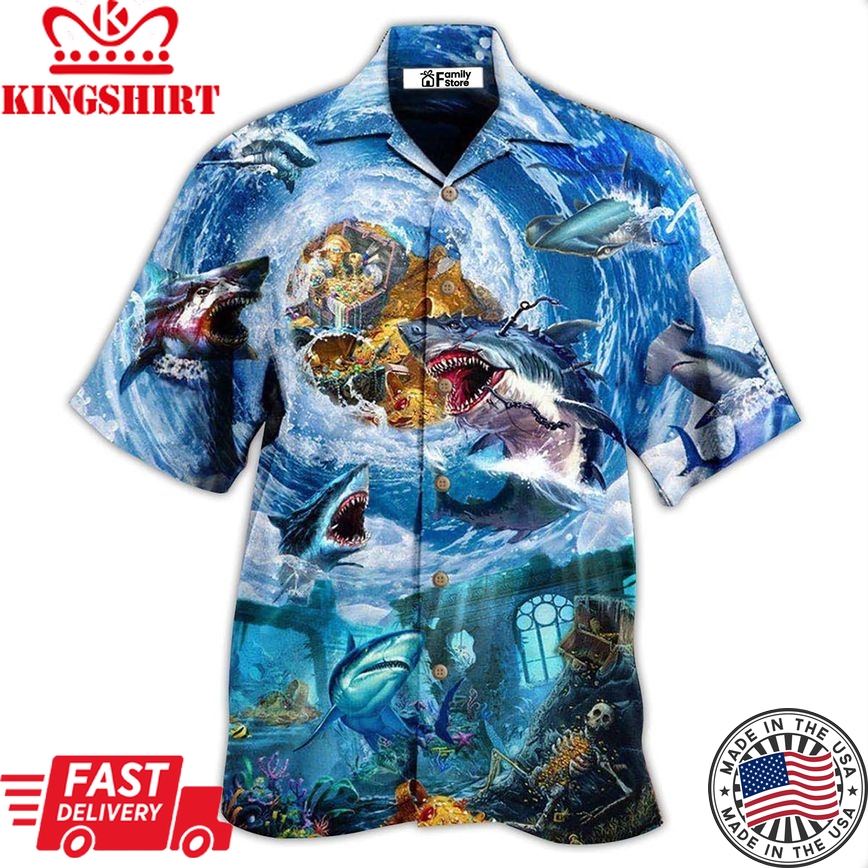 Shark Treasure Blue Ocean Hawaiian Shirt