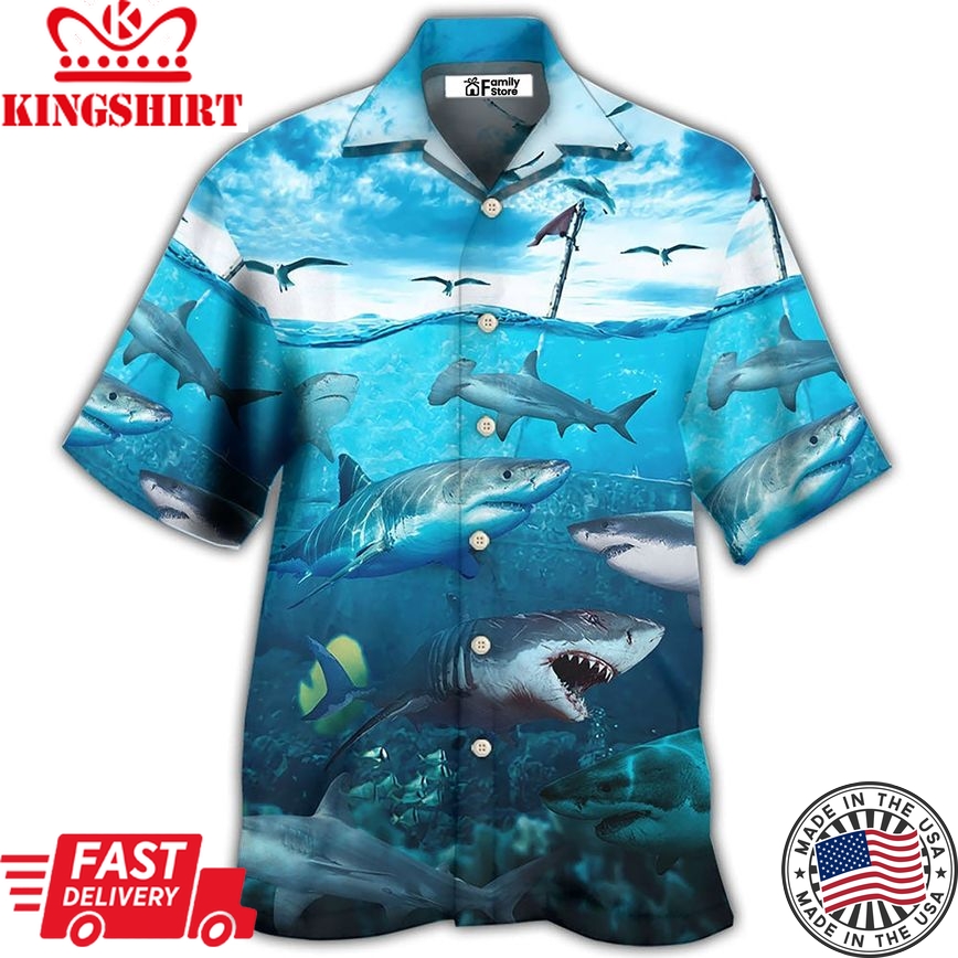 Shark Undersea Darkness Art Hawaiian Shirt