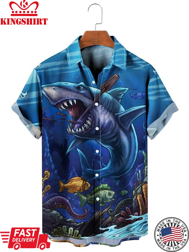 Shark Underwater Print Hawaiian Shirt